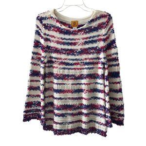 Ruby Rd Size M Vibrant Patriotic Knit Pullover Sweater Cozy Flared Sleeve